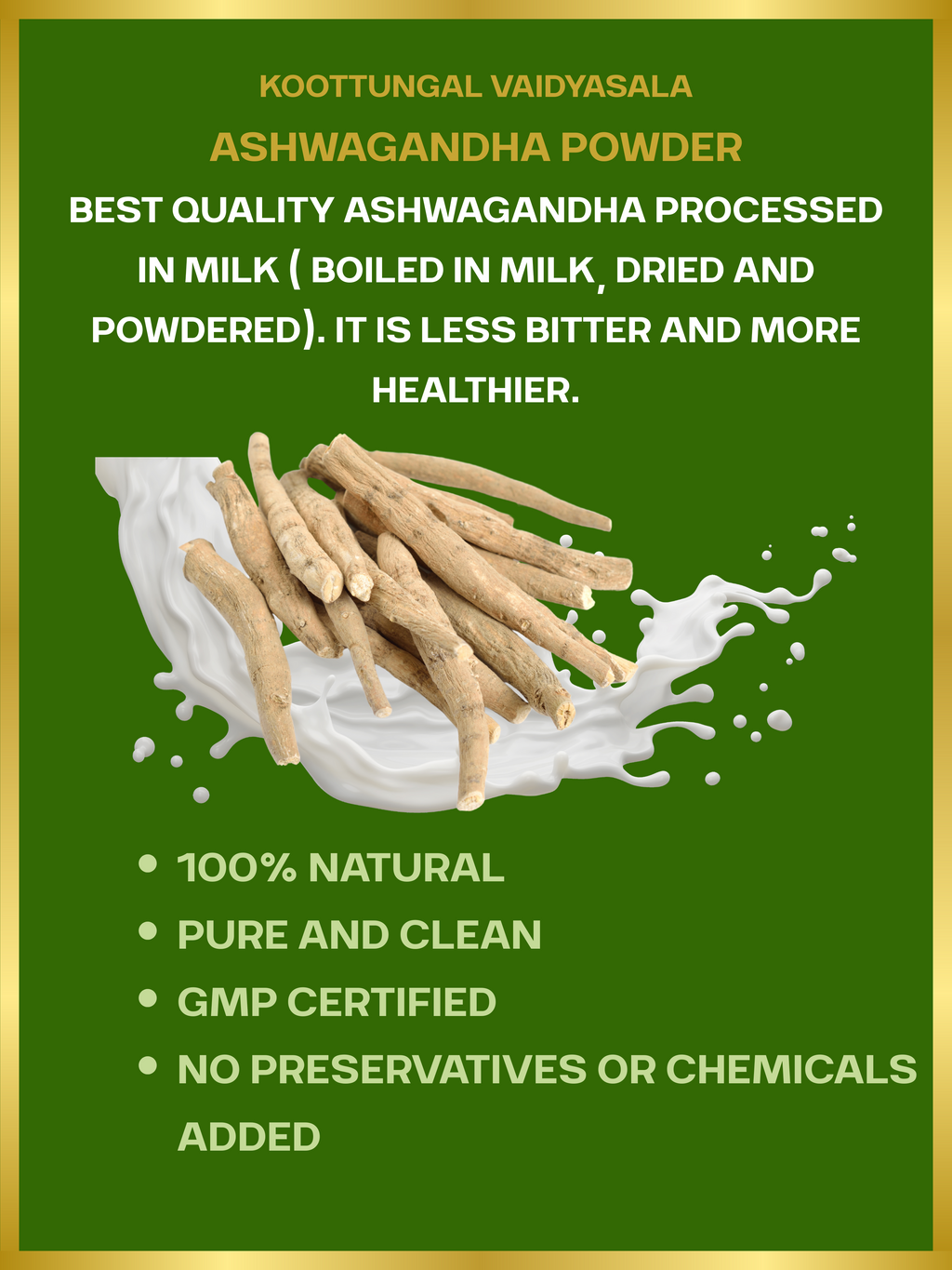 ASHWAGANDHA POWDER SHUDH -AMUKKURAM CHOORNAM SUDHI ( Withania somnifera powder processed in milk)