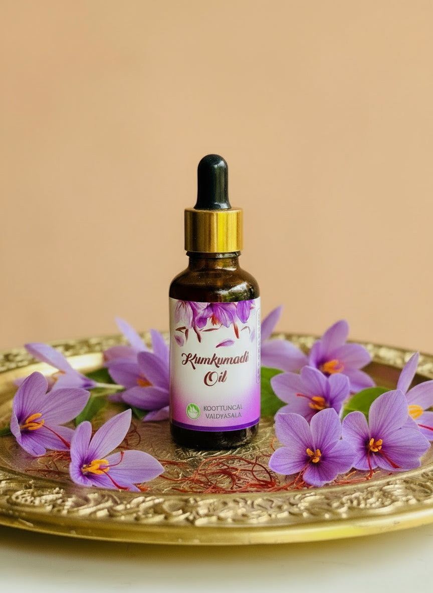 Koottungal Vaidyasala Kumkumadi Thailam 25ml - Ayurvedic Face Oil for Glowing Skin